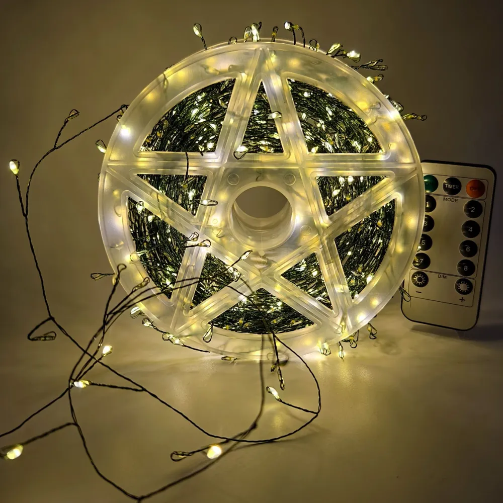 Гірлянда світлодіодна мішура Роса з пультом 1500 LED від USB та мережі 220V 8 режимів 50 м Теплий білий - фото 9