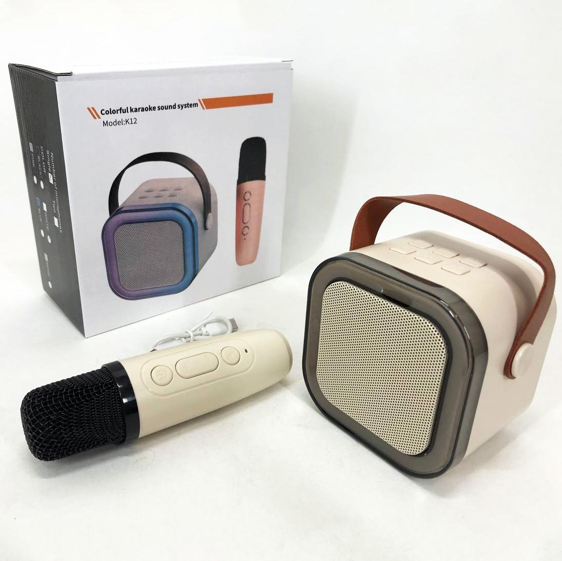 Колонка портативна з караоке мікрофоном та RGB підсвічуванням K12 10W Bluetooth Білий - фото 18 Колонка портативна з караоке мікрофоном та RGB підсвічуванням K12 10W Bluetooth Білий - фото 18