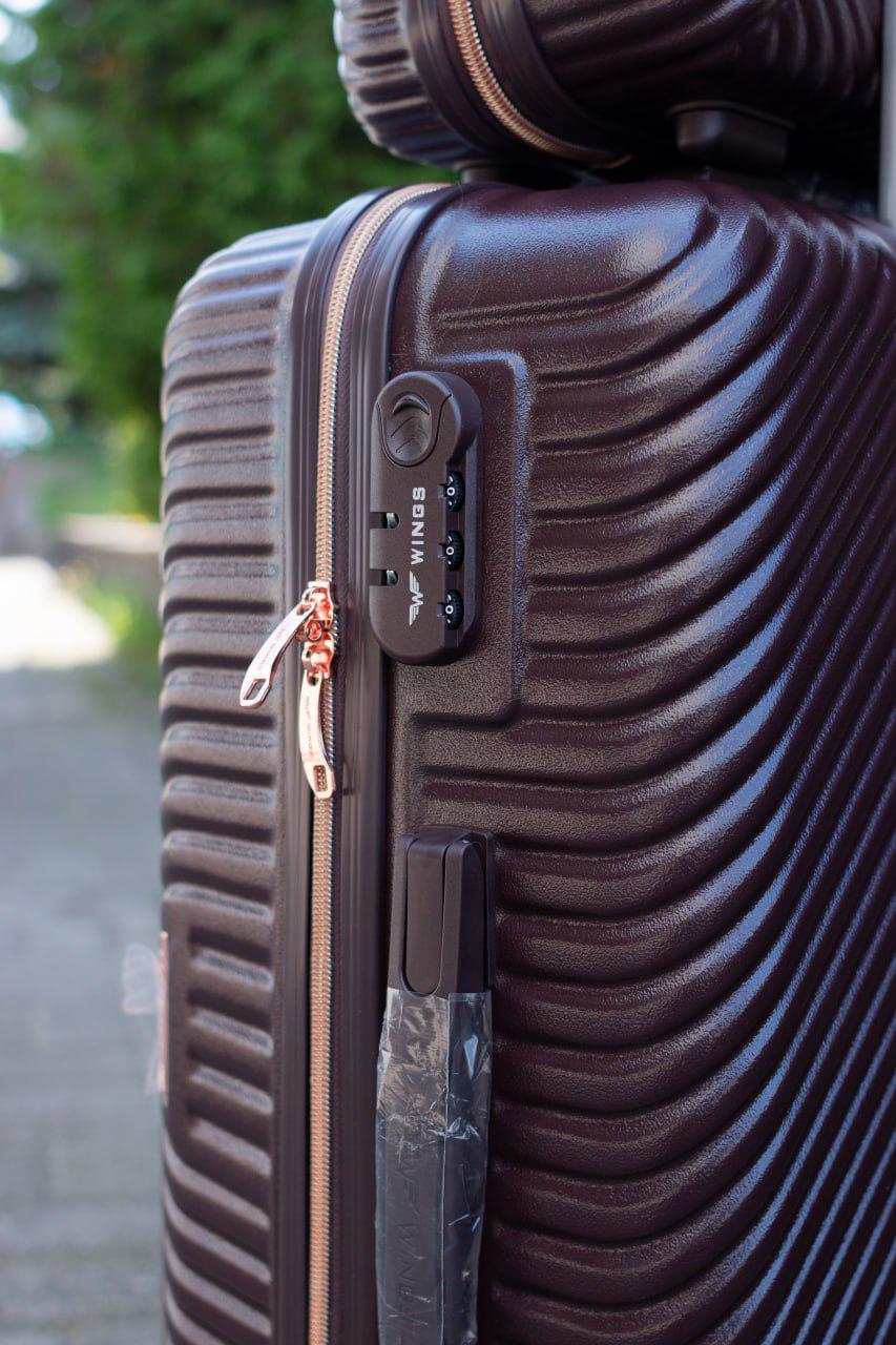 Чемодан пластиковый Wings WN-01 средний Кофейный (11880022) - фото 4