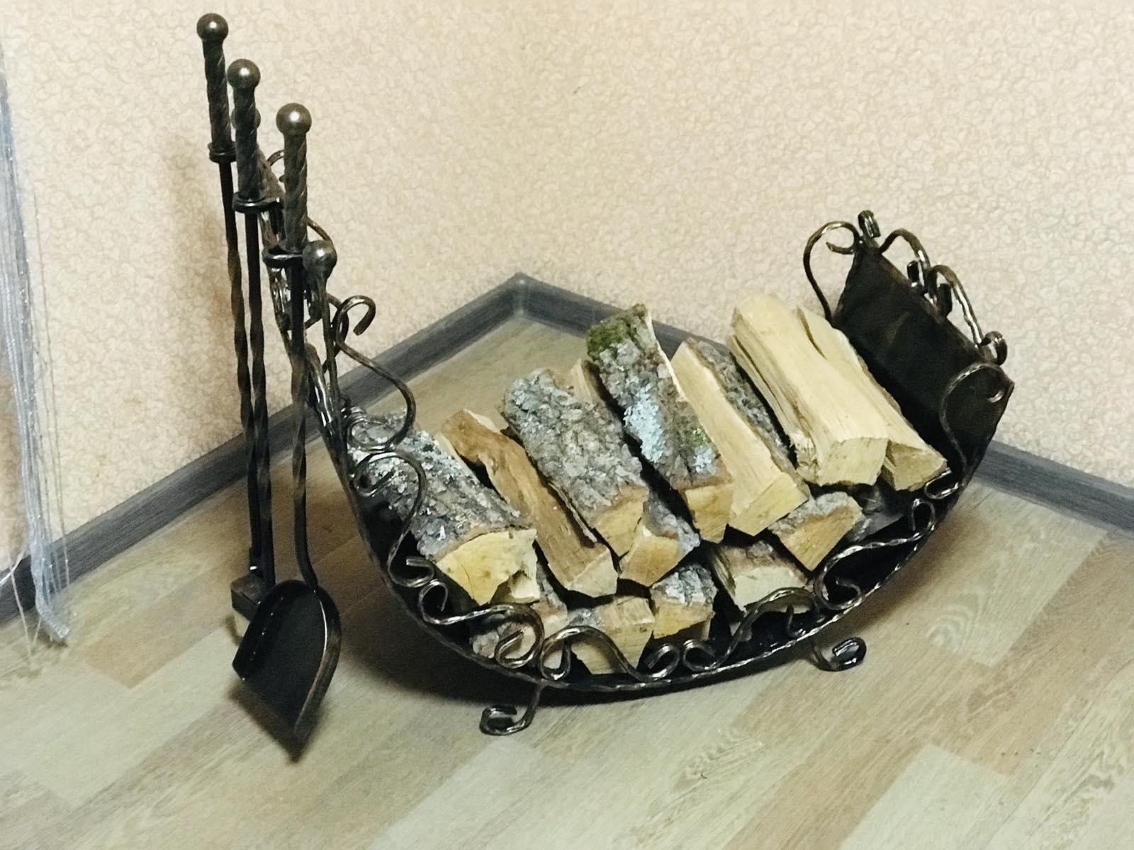 Набор для камина кованый с дровницей 70х38 см (Vi_00112)