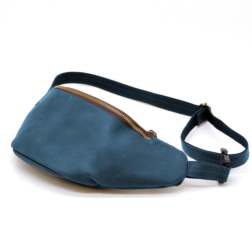 Сумка поясная TARWA RKsky-3036-4lx кожаная Голубой (59032)