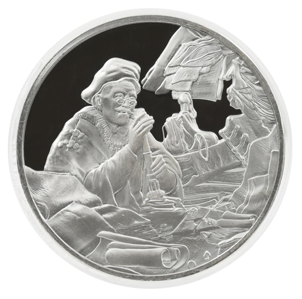 Коллекционная монета США Памятная медаль 1972-1976 серебро Proof Рембрандт Притча о неразумном богаче Ag 925 67 г (М21286)