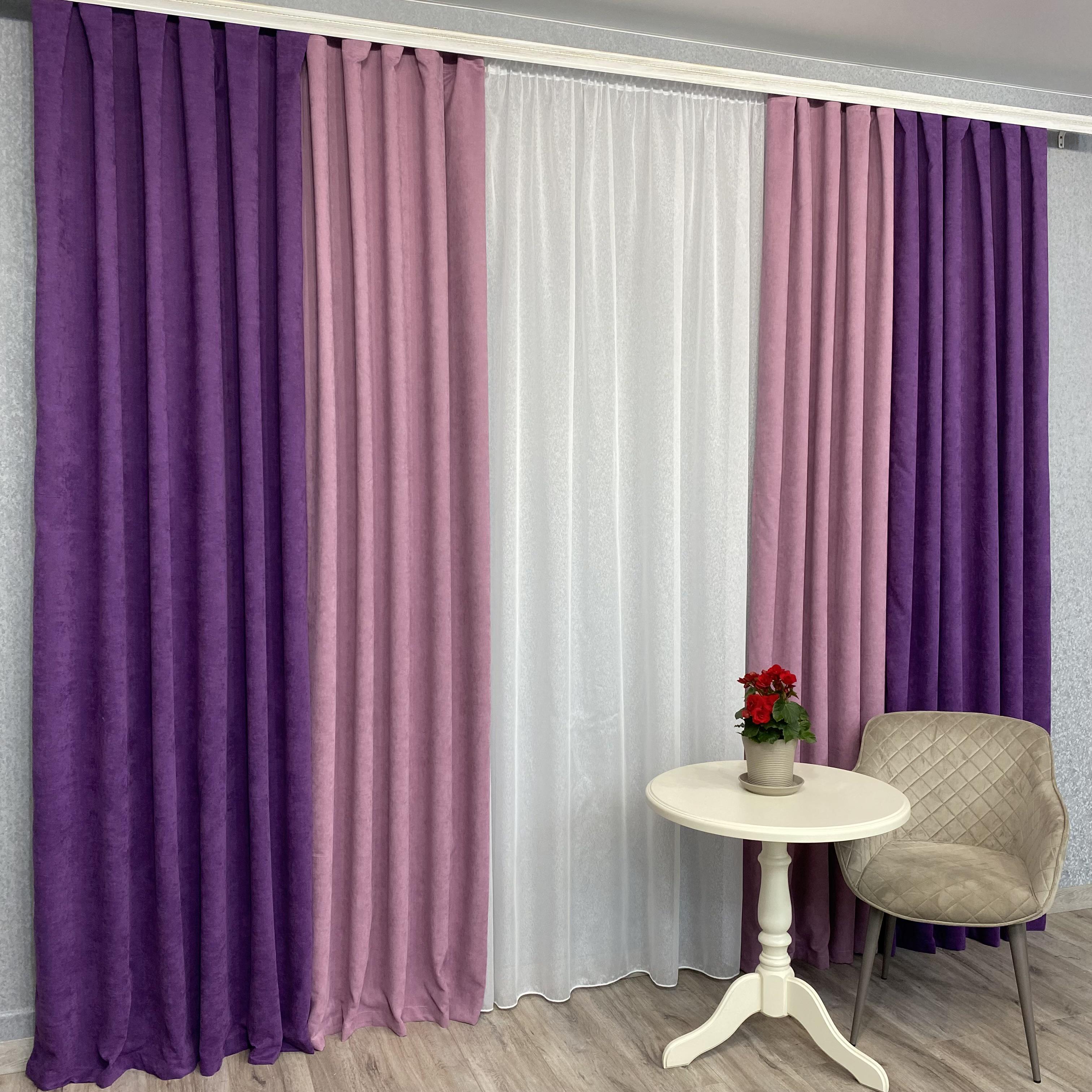 Штори мікровелюр TG Home Дует №450 1,50х2,70 м Фіолетово-рожевий (450-98/110) - фото 4