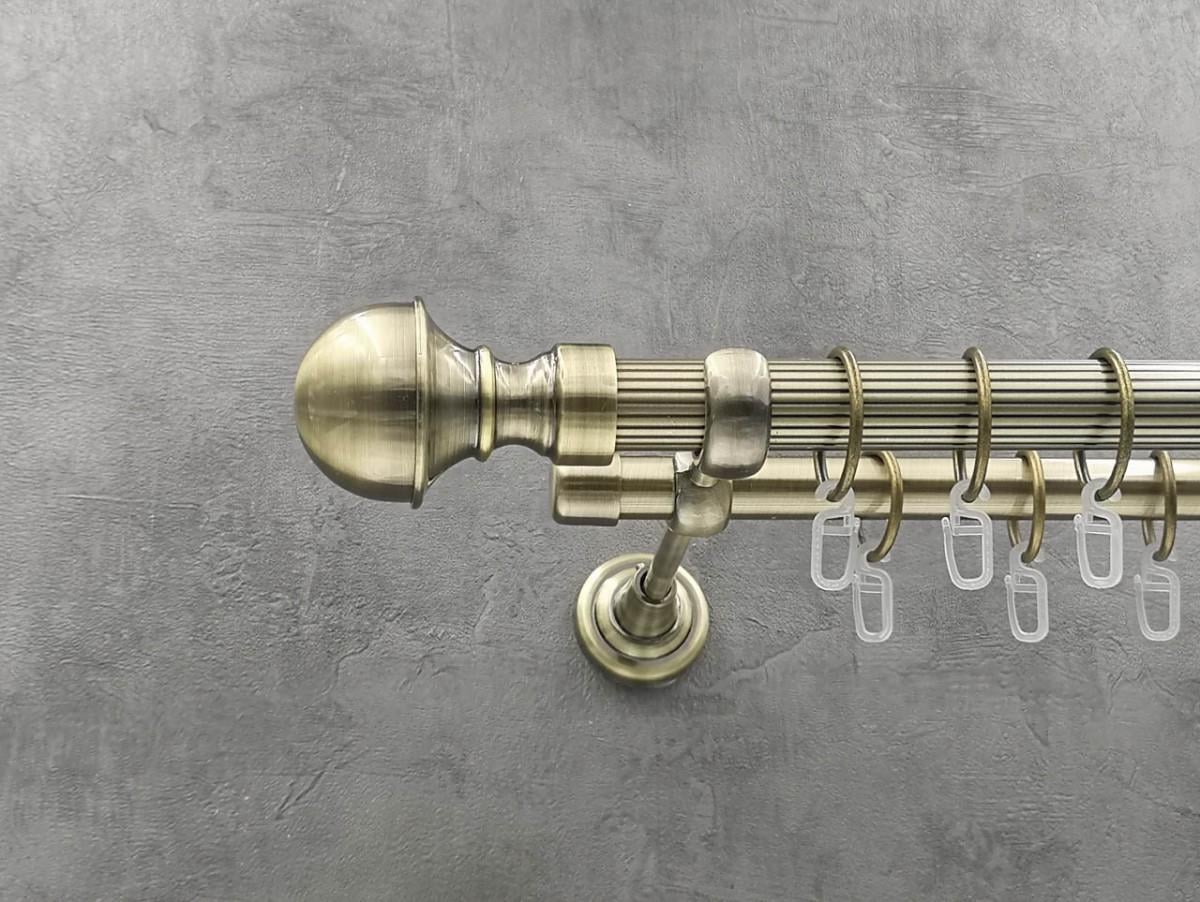 Карниз Quadrum Бостон рифленая штанга двойной открытый 25/19 мм 300 см Антик (261180531)