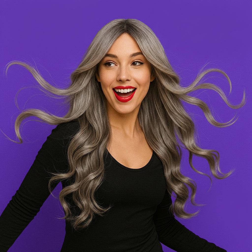 Перука хвиляста фентезі косплей канекалон термостійкий 80 см Сірий (K0710-8)