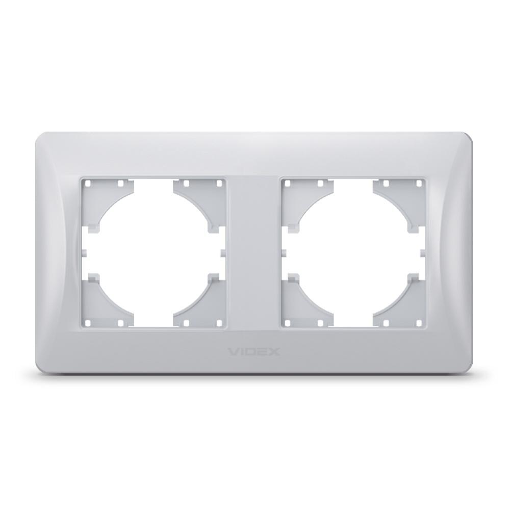 Рамка двомісна горизонтальна Videx Binera Срібний шовк (00000013024)