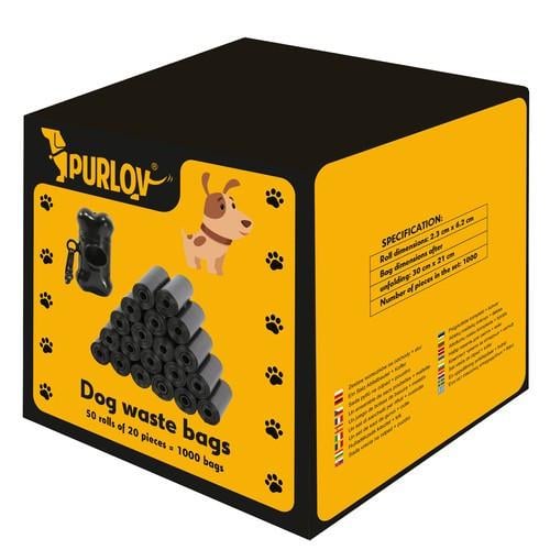 Пакеты для уборки за собакой Purlov гигиенические с чехлом биоразлагаемые 1000 шт. черный (22812)