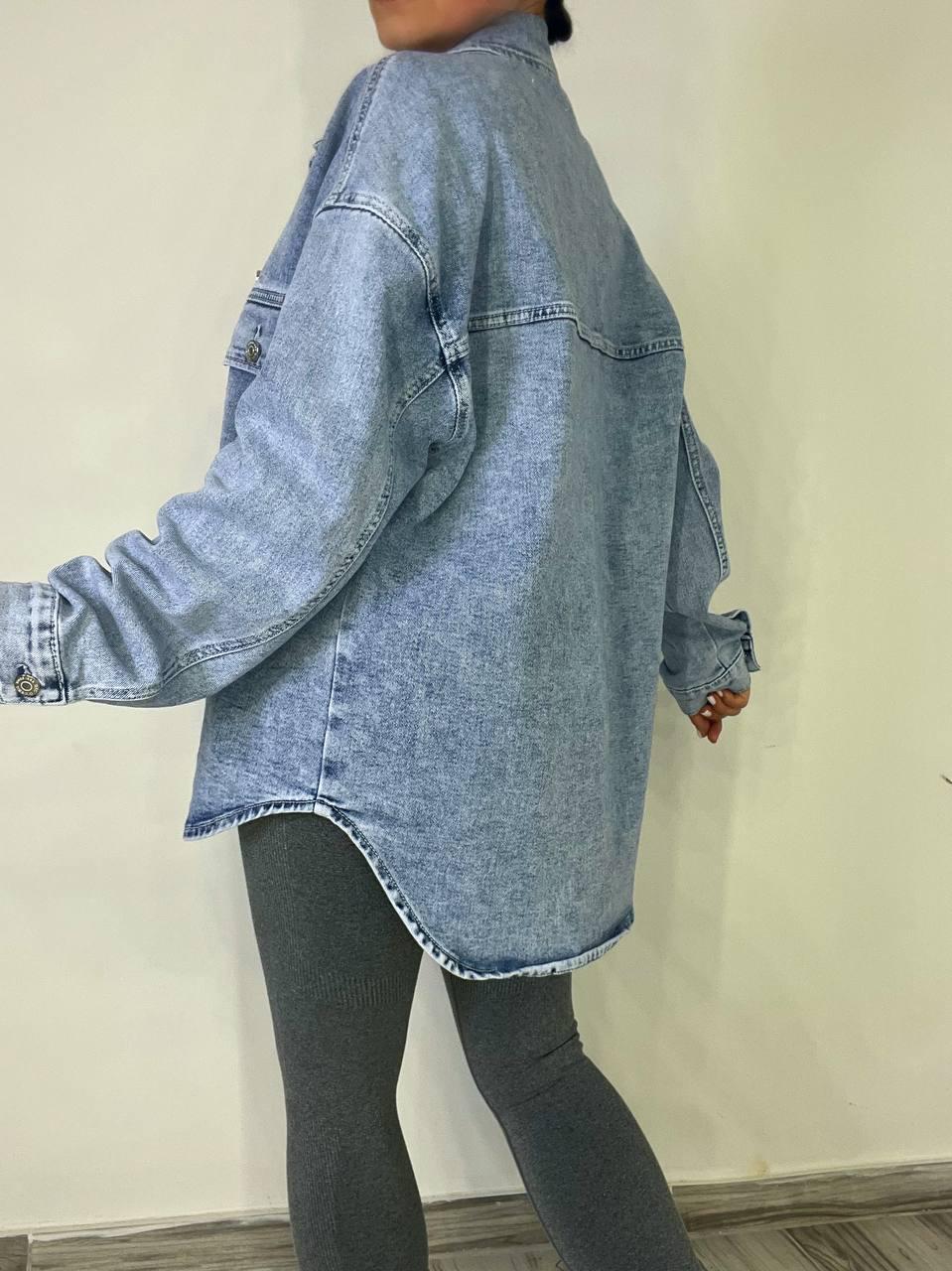 Сорочка жіноча Dicesil 2029 джинсова широка накладені кишені XL Блакитний (3879) - фото 2