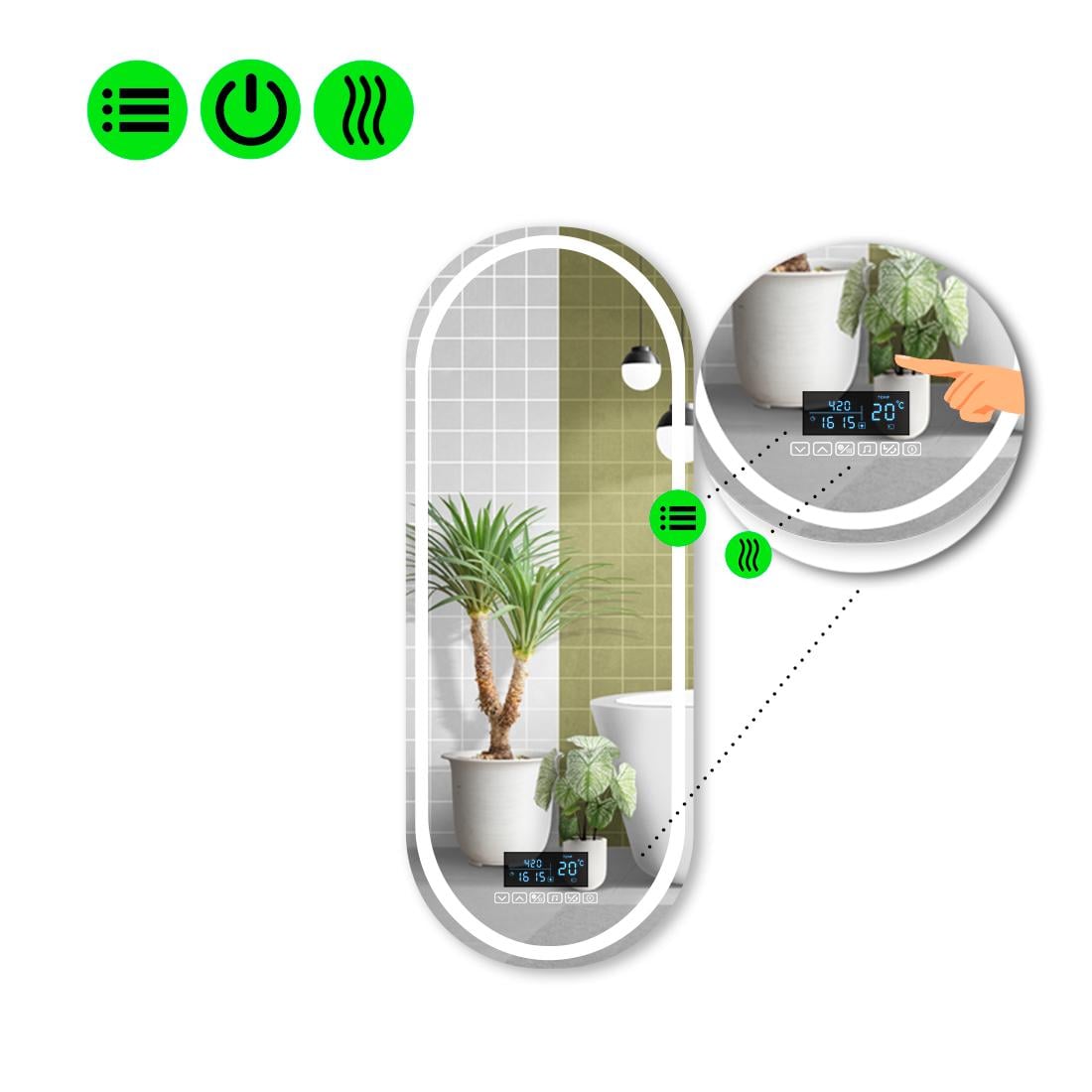 Зеркало с LED подсветкой Portale 1 с Smart-блоком и подогревом 180x70 см (8995249)