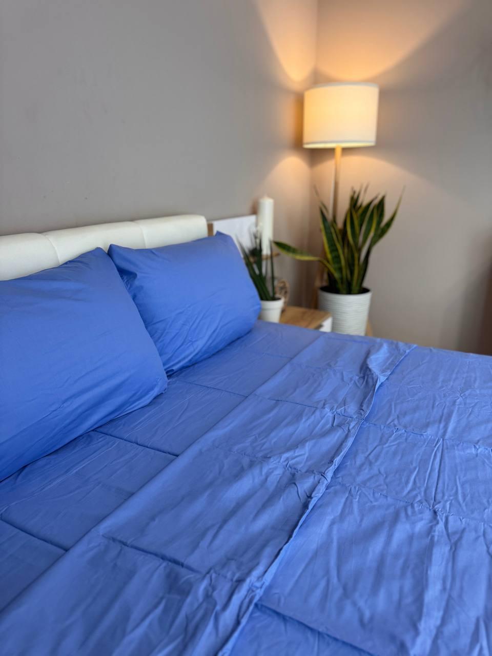 Постільна білизна сатин євро 200х220 см наволочки 70х70 см 2 шт. Синій (Д-Al-satin-002-03) - фото 2 Постільна білизна сатин євро 200х220 см наволочки 70х70 см 2 шт. Синій (Д-Al-satin-002-03) - фото 2