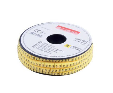 Маркер кабельный E.NEXT e.marker.stand.1.2.5.2 цифра 2 1-2,5 мм2 1000 шт./рул. Желтый (s2037047)