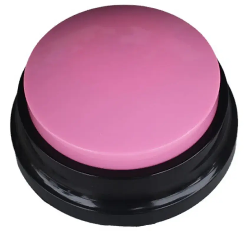 Звукова кнопка для собак та котів Pet Button з голосовою командою 9x4,5 см Рожевий (MK001049) - фото 1