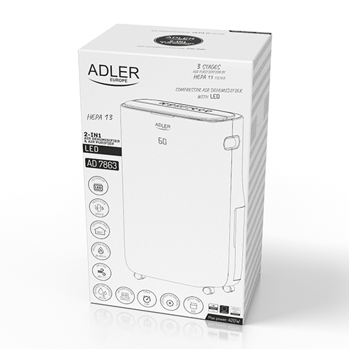 Осушувач/очищувач повітря Adler AD 7863 2в1 LED до 140 м3 (32563670) - фото 9