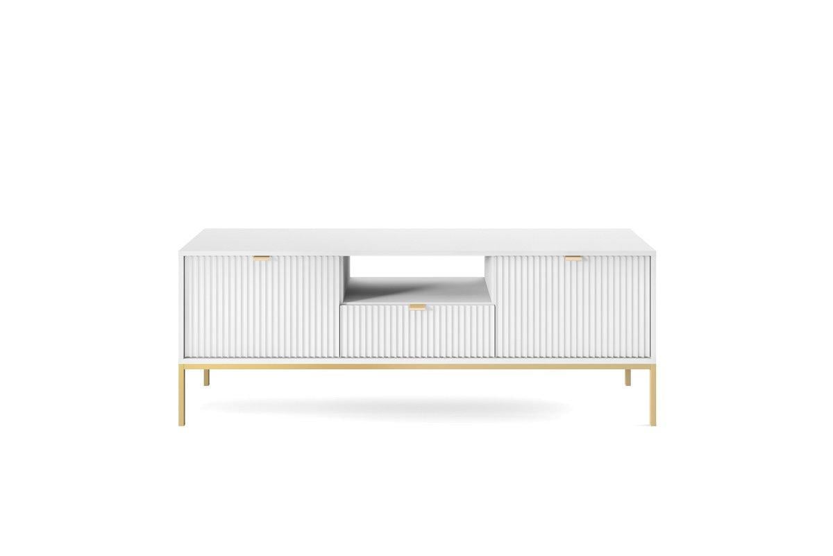 Тумба под ТВ Perfect Home Nova 2-дверная с 1 ящиком и золотыми ножками Белый (PFH-091224)