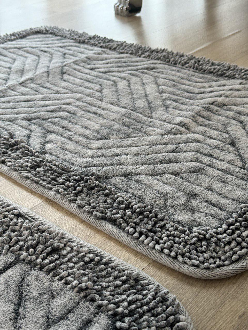 Набір килимків Tropikhome Shaggy Vintage для ванної та туалету бавовняні 60x100/50x60 см Gray (1903/gray) - фото 3 Набір килимків Tropikhome Shaggy Vintage для ванної та туалету бавовняні 60x100/50x60 см Gray (1903/gray) - фото 3