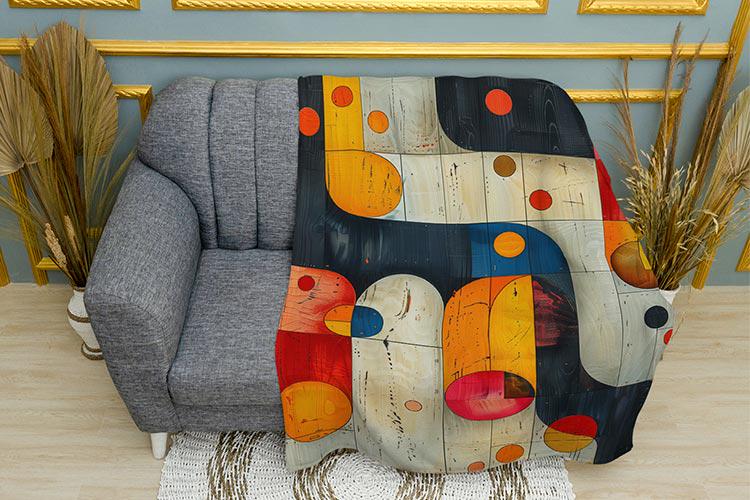 Плед Разноцветные фигуры Дерево плюш однослойный 135х150 см (114263)