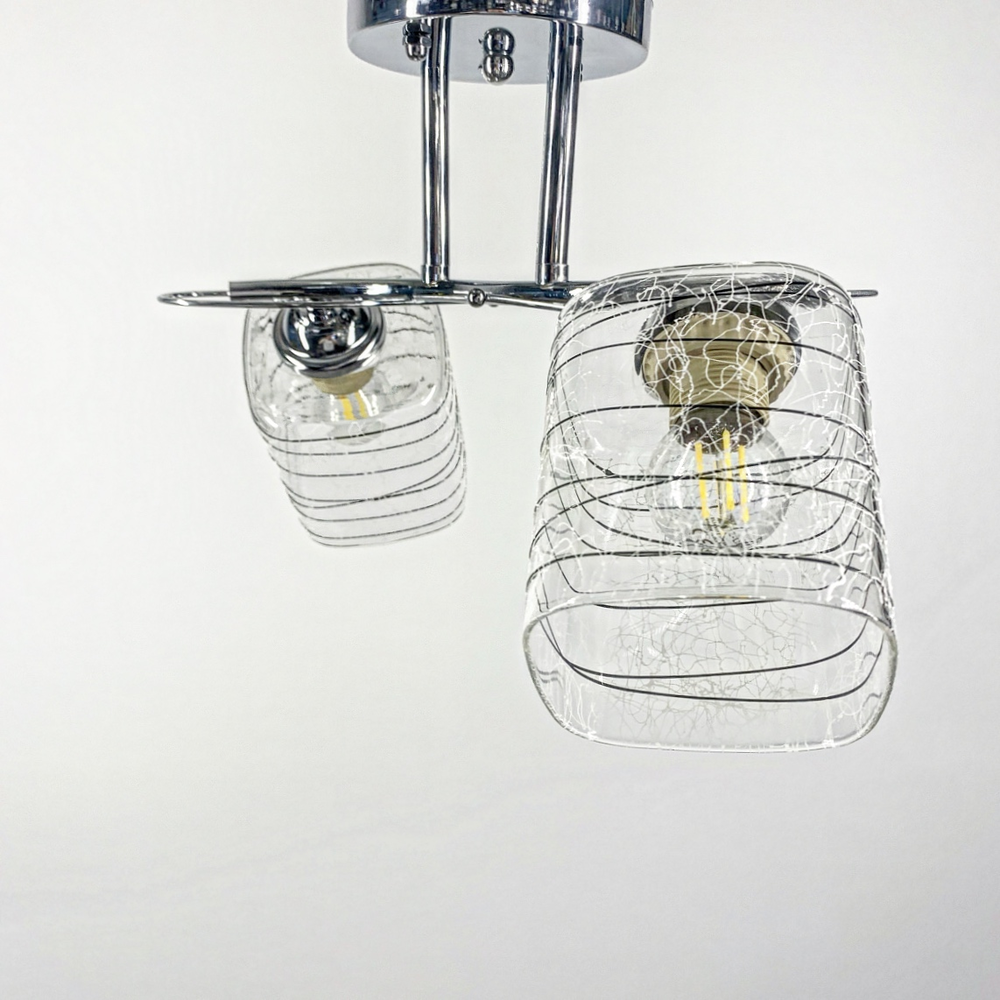 Люстра на 2 плафона с узорами Серебряный/Черно-белый (9513/2 CH)