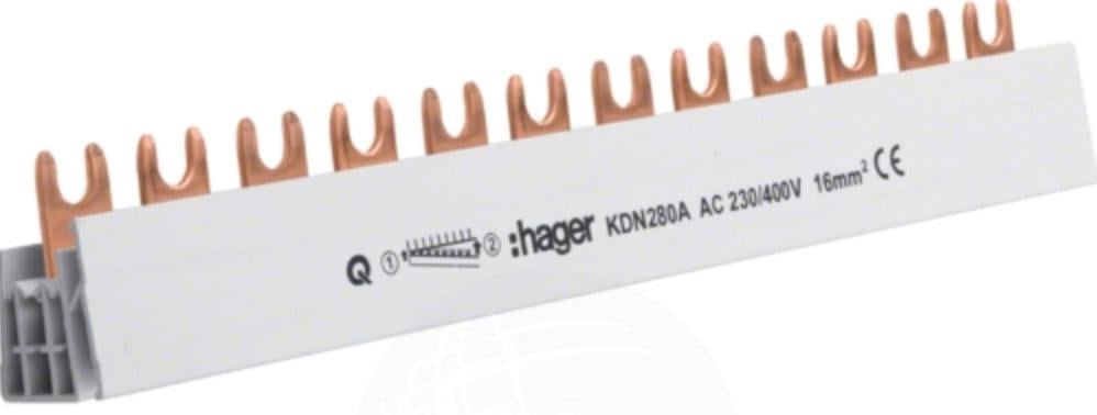 Шина Hager KDN280A фазная 2P 16 кв. мм 12M (000144904)