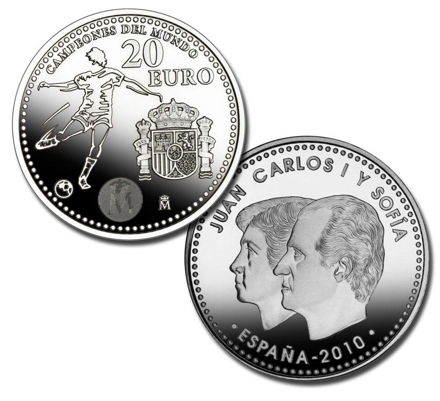 Коллекционная монета Испания 20 евро 2010 года Чемпионат мира по футболу в 2010 году Серебро UNC (KM#1183)