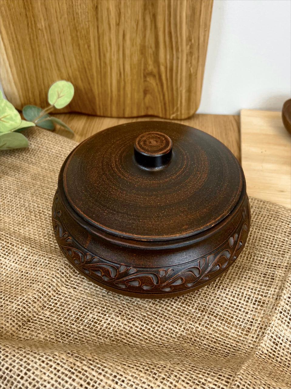 Ковбасник керамический глиняный резной декор 1 л (3000-19)