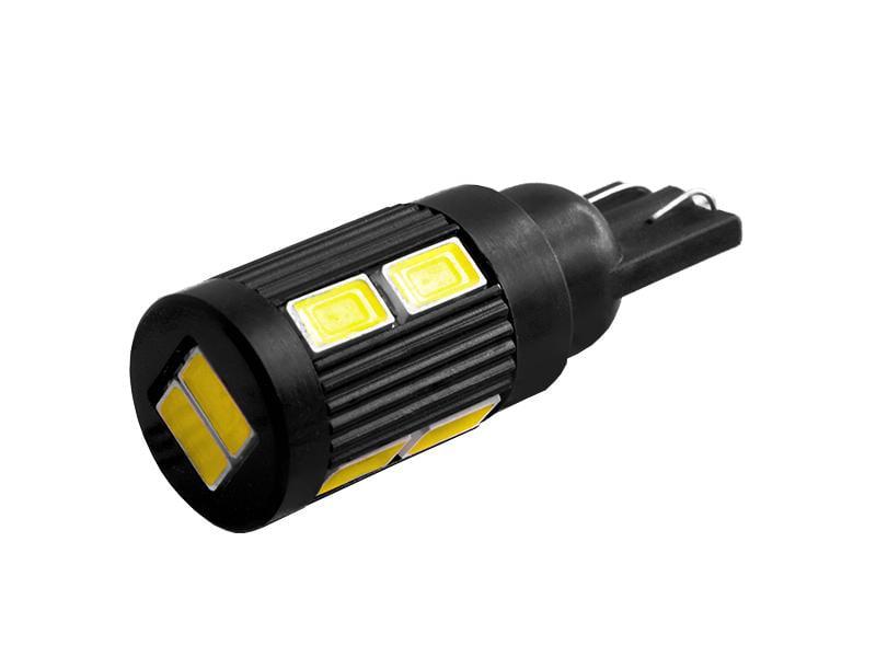 Автомобильная светодиодная лампа LEDUA T10-5630-10 SMD с радиатором 12V черный корпус Белый (1010)