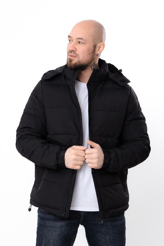 Куртка стьобана демісезонна для чоловіків з капюшоном та коміром-стійкою Носи Своє р. 52 Чорний (17250)