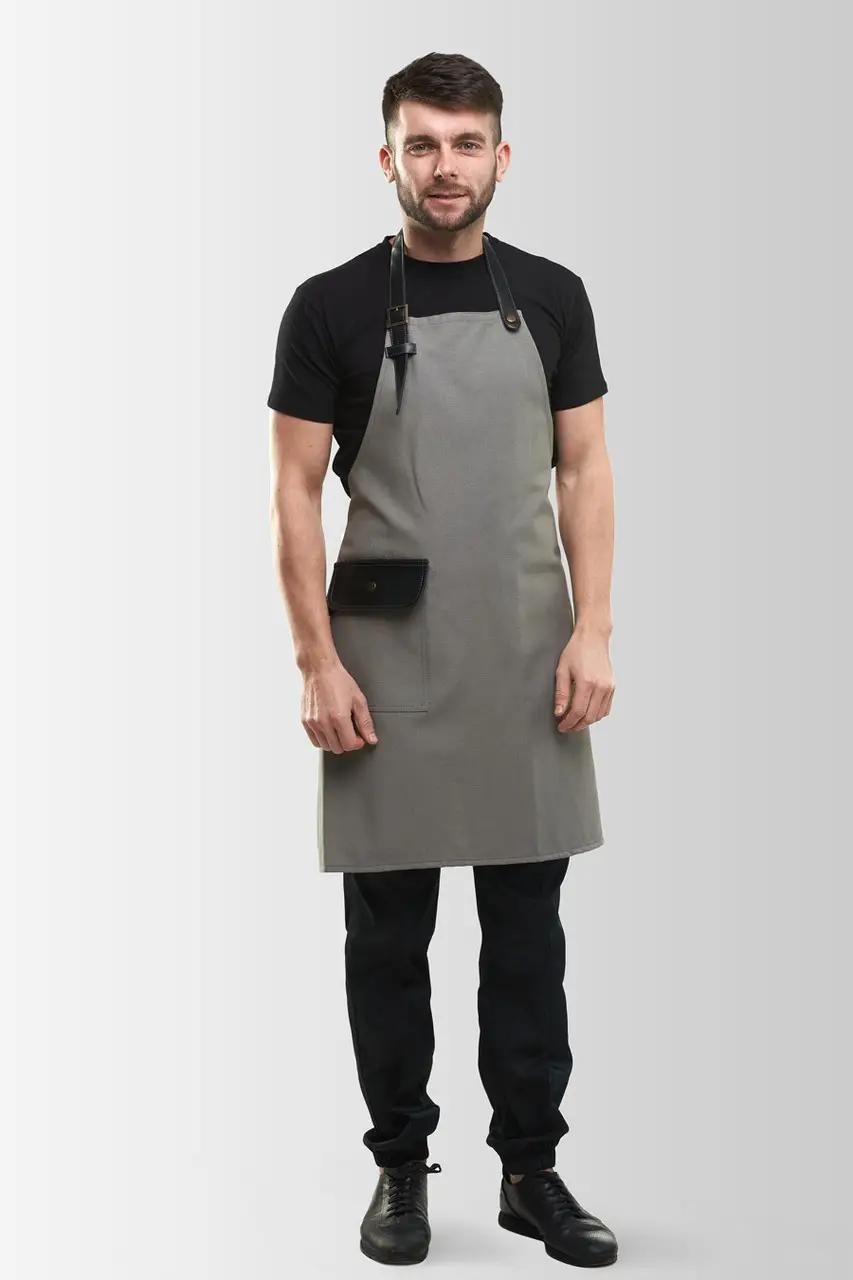 Фартук официанта рабочий из ткани VSETEX Jackson Teflon с кожаными ремнями и карманом Серый (VT1113) Фартук официанта рабочий из ткани VSETEX Jackson Teflon с кожаными ремнями и карманом Серый (VT1113)