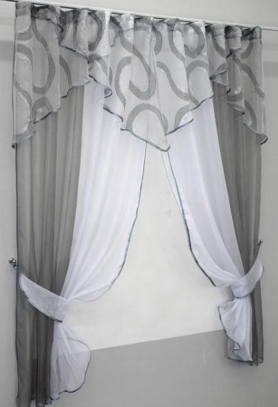 Шторки на кухню шифон/органза 280х170 см Серый/Белый (00к 59-369) - фото 5 Шторки на кухню шифон/органза 280х170 см Серый/Белый (00к 59-369) - фото 5