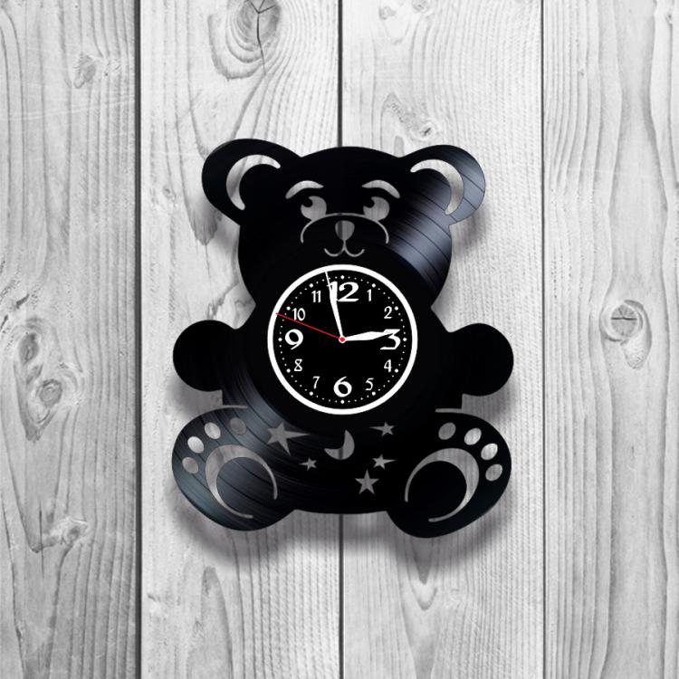 Часы настенные Мишка 0108 из виниловой пластинки