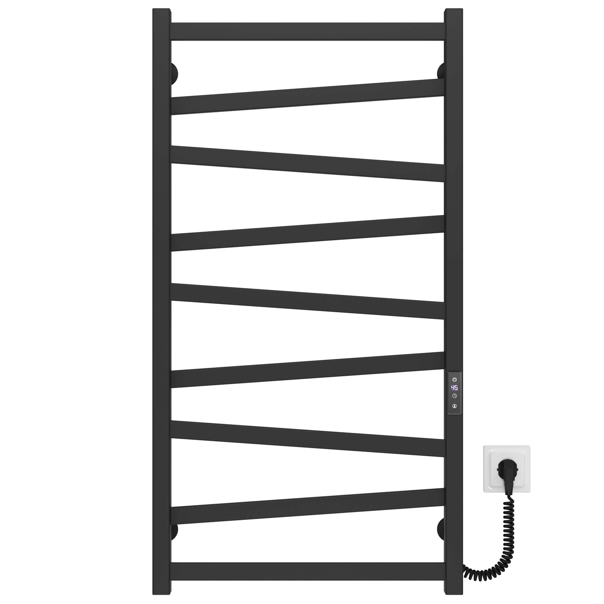 Полотенцесушитель электрический Deffi Alpha П9 JD04 правое подключение нержавеющая сталь 500х1000 мм Черный (A.AL.100.50.9.E.B.R.2)