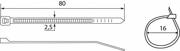 Стяжка-хомут кабельна АСКО-Укрем CHS УФ-стійка нейлон 80х2,5 мм (A0150090130) - фото 2