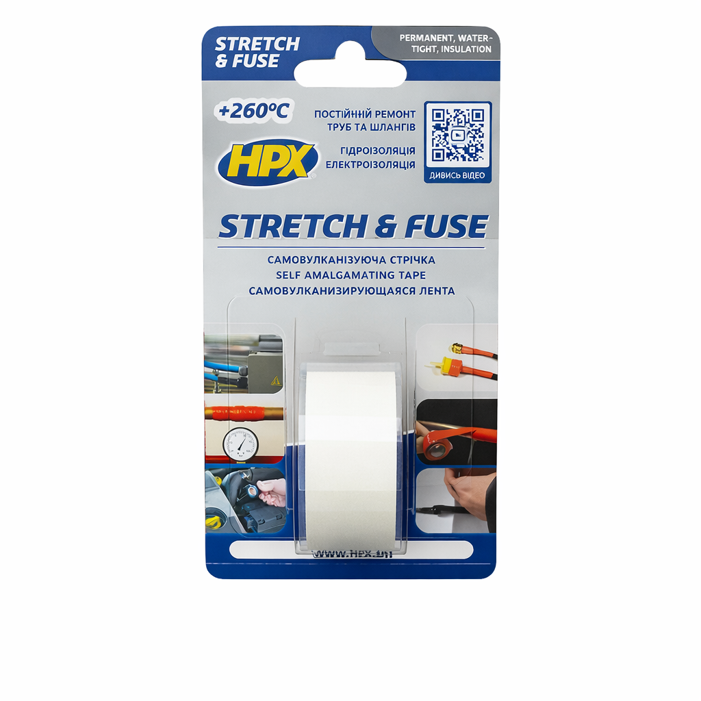 Лента вулканизирующая HPX SI2503 Stretch&Fuse влаго/износостойкая 25 мм/3 м Белый (31980499)