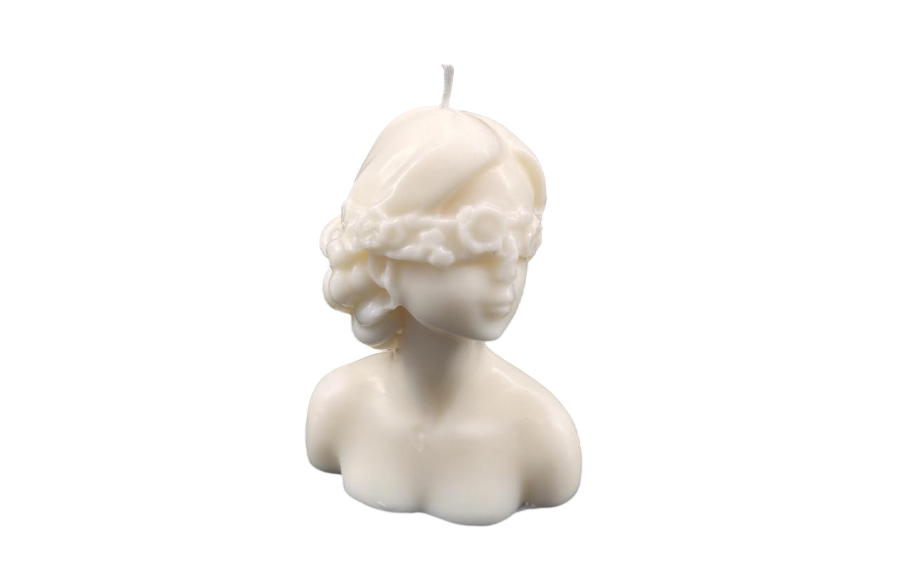 Свеча фигурная Девушка с повязкой из натурального соевого воска 9 см 115 г Бежевый (SVH-107)