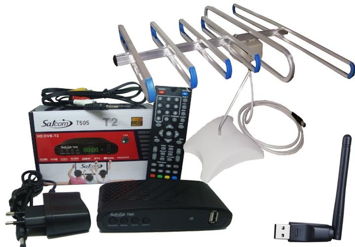 Тюнер SatCom T505 с фунциями медиаплеера и IPTV/WebTV + SUPER/антенна комнатная с TV-кабелем/WiFi-адаптер