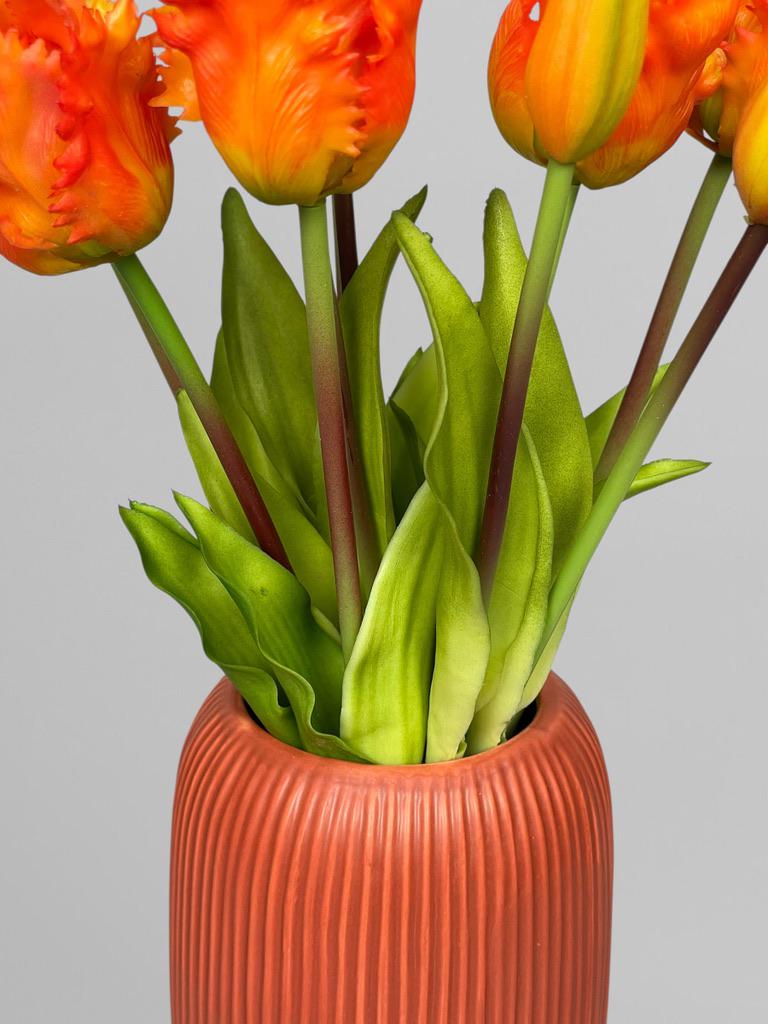 Букет искусственных латексных вьющихся тюльпанов 5 шт. 40 см Оранжевый (К07051) - фото 9