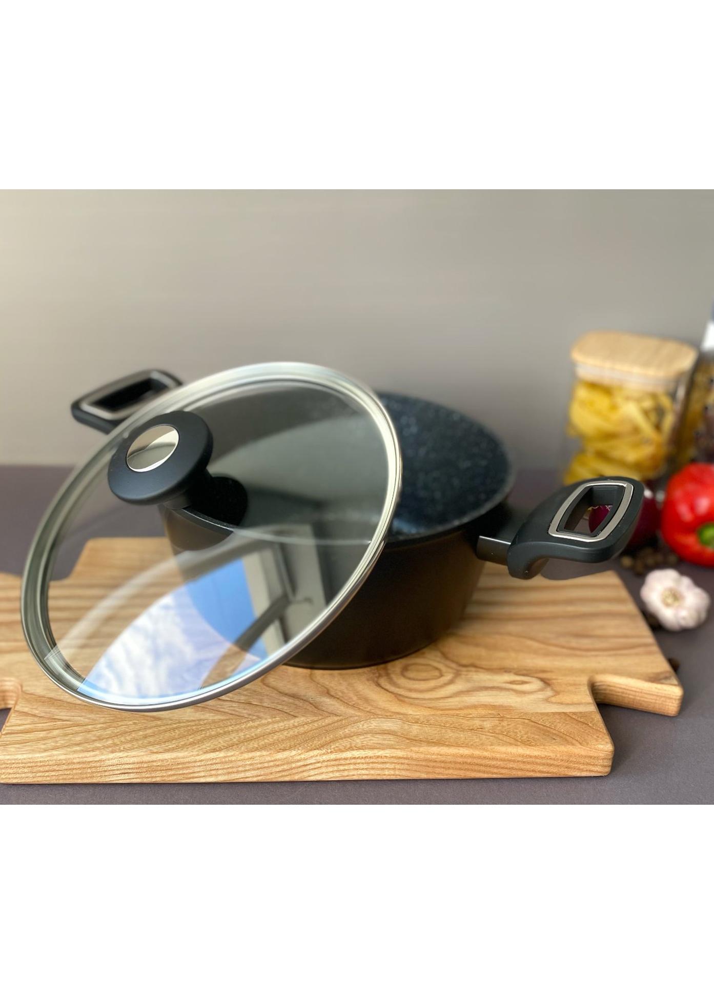 Кастрюля Krauzer Titanium Line гранитный алюминий 2,0 л 18 см Черный (78115) - фото 3 Кастрюля Krauzer Titanium Line гранитный алюминий 2,0 л 18 см Черный (78115) - фото 3