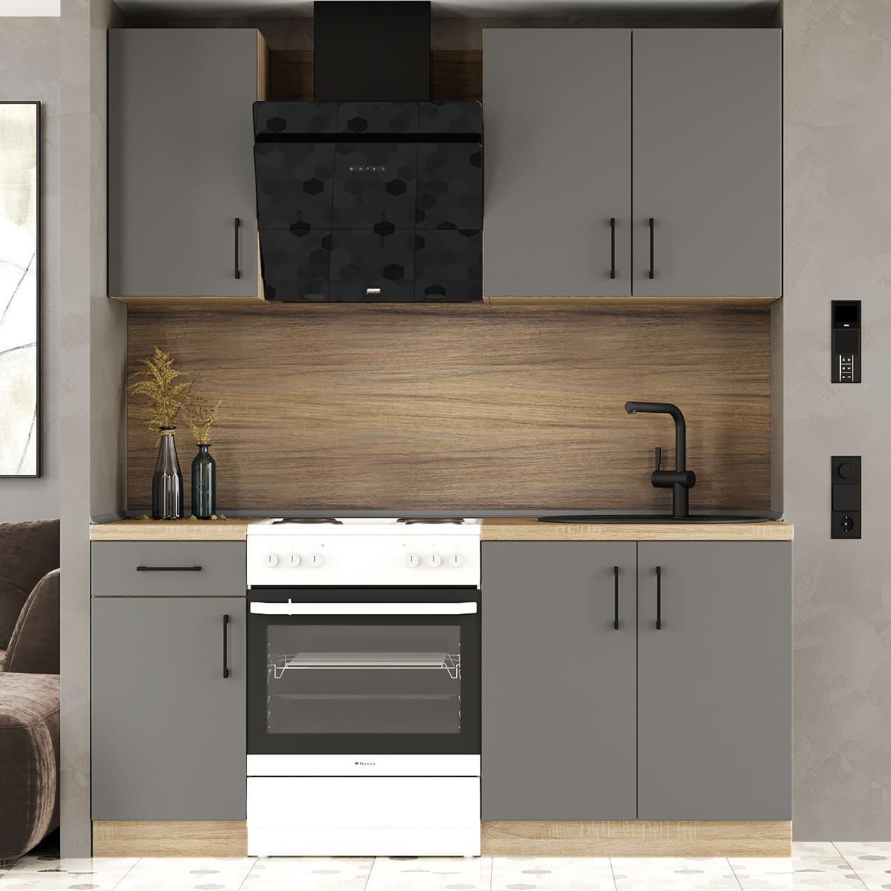 Комплект кухні К-1 Еверест Оптіма без стільниц 1,8 м Графітовий (ЕК-26005) - фото 1 Комплект кухні К-1 Еверест Оптіма без стільниц 1,8 м Графітовий (ЕК-26005) - фото 1