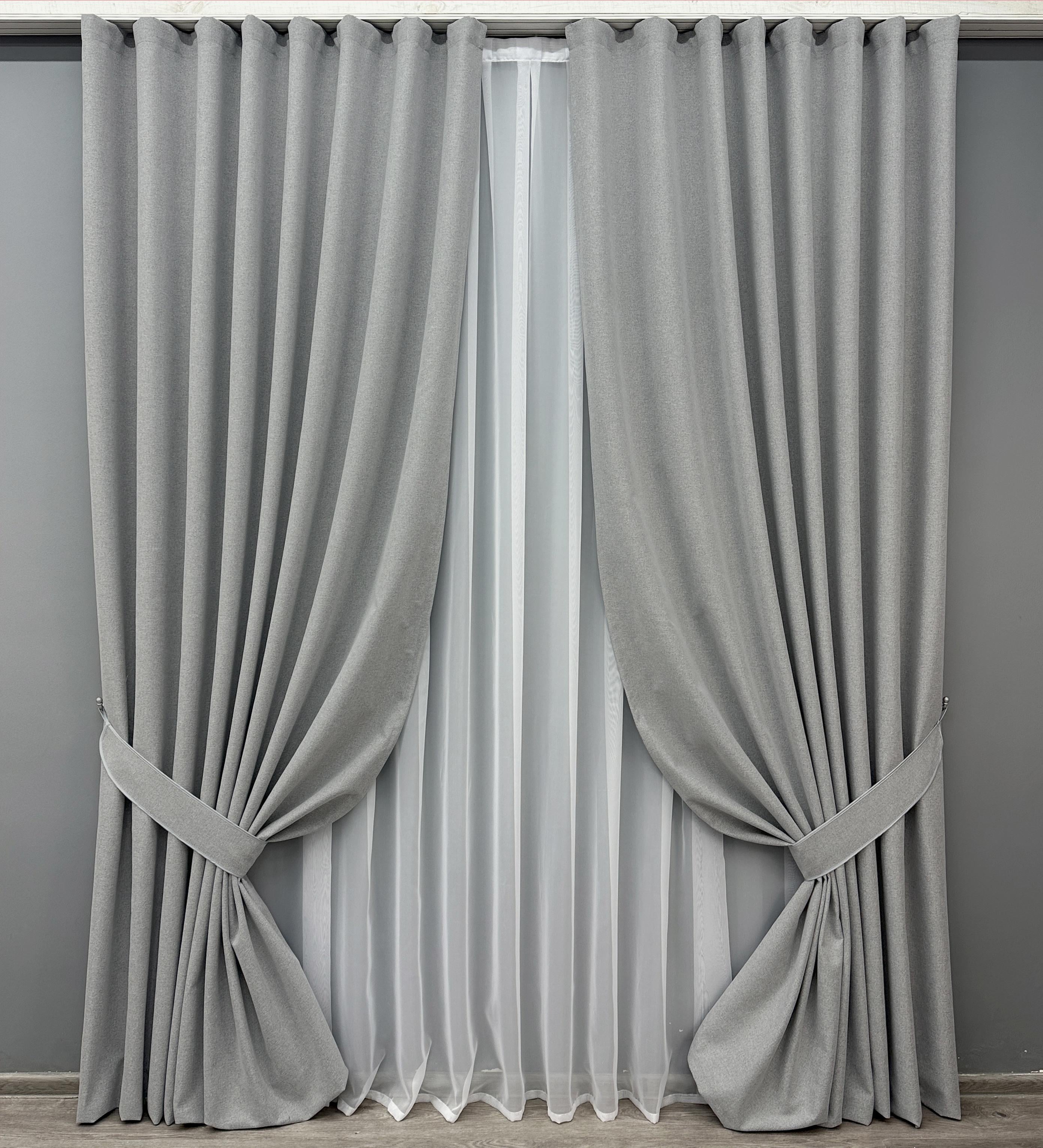 Комплект готовых штор VR-Textil Блэкаут двусторонний ASHEN NIGHT № 1845ш 150х290 см 2 шт. Серый (33-0884)