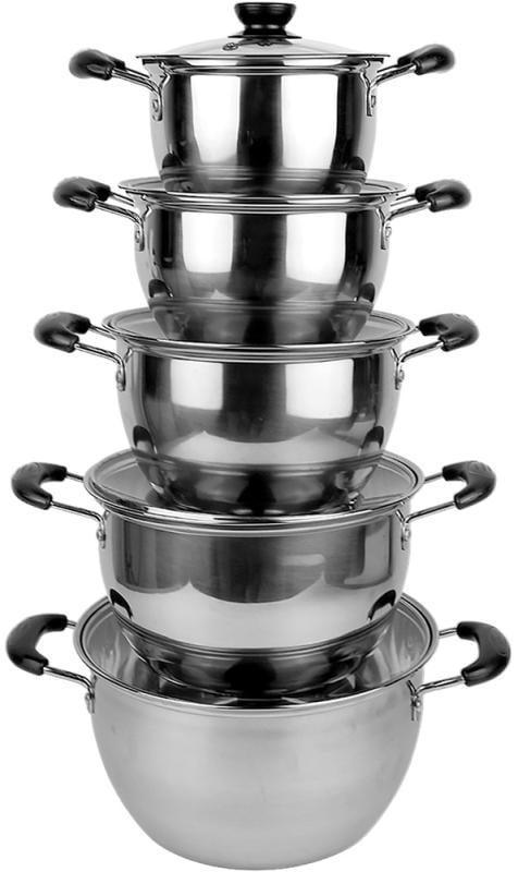 Набор посуды со стеклянными термостойкими крышками Ofenbach КМ-100007 из нержавеющей стали из 10 предметов Стальной (150-84-100007) - фото 2 Набор посуды со стеклянными термостойкими крышками Ofenbach КМ-100007 из нержавеющей стали из 10 предметов Стальной (150-84-100007) - фото 2