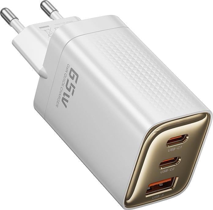 Зарядний пристрій Toocki TCT65-22EU 65W GaN PPS PD3.0 QC4/порти USB/2Type-C White (43567)