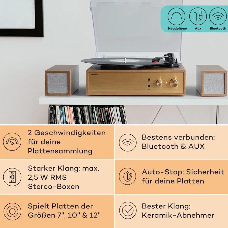 Стереосистема програвач вінілу Auna Berklee TT Play (10040460) - фото 6 Стереосистема програвач вінілу Auna Berklee TT Play (10040460) - фото 6