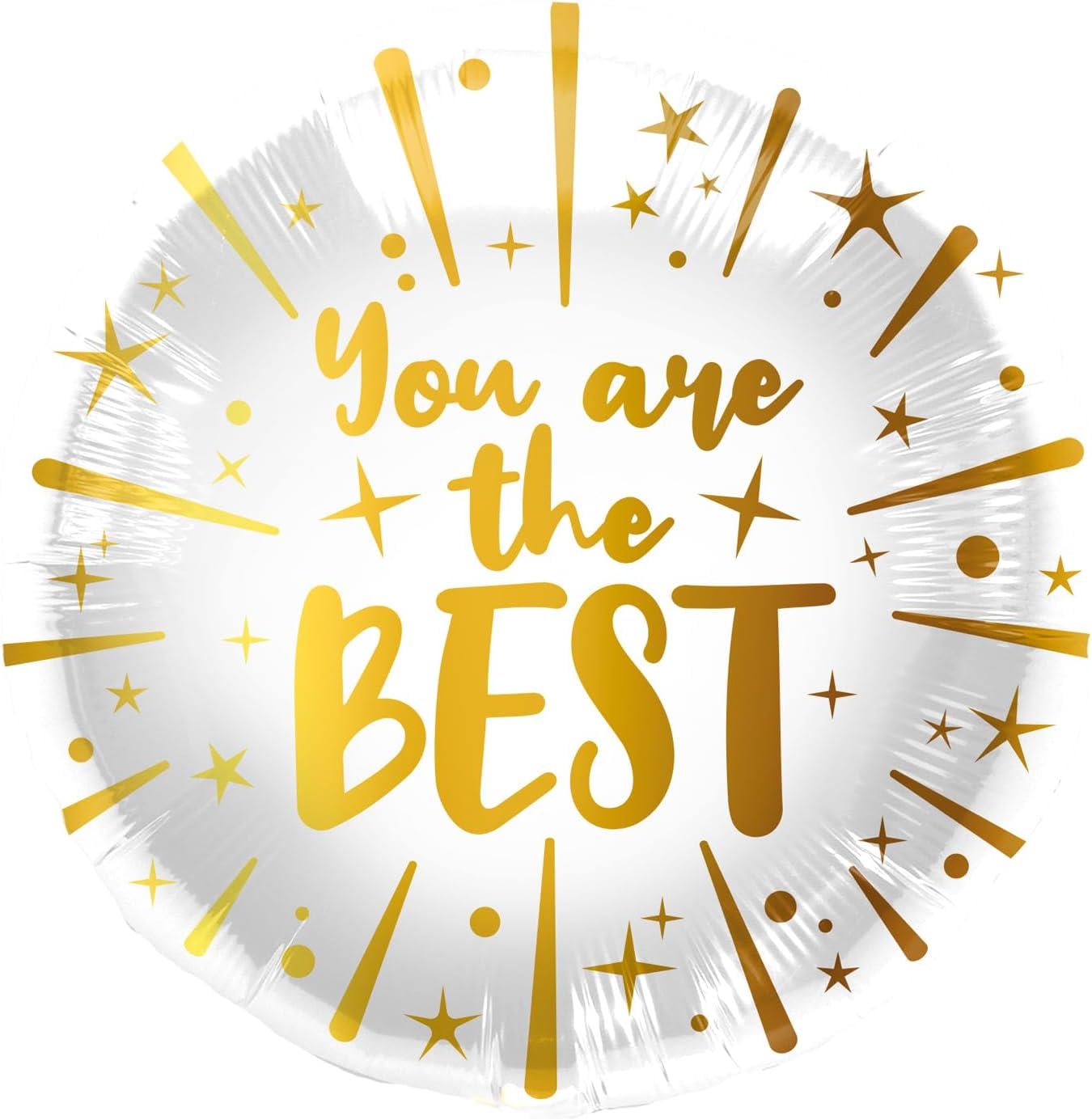 Воздушный шарик фольгированный Folat You Are The Best d 45 см Бело-золотой (SKU-489)