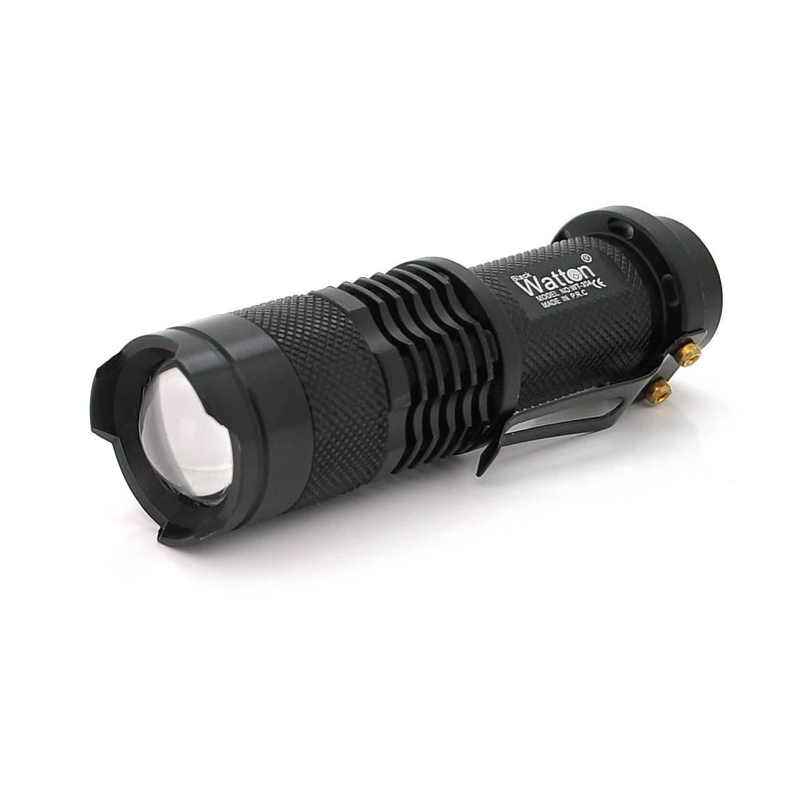 Ліхтар ручний Watton WT-304 1LED CREE Q5 3W 3 режими/Zoom АА/1300mah IP40 СЗУ 92х26х26 мм Black (28774)