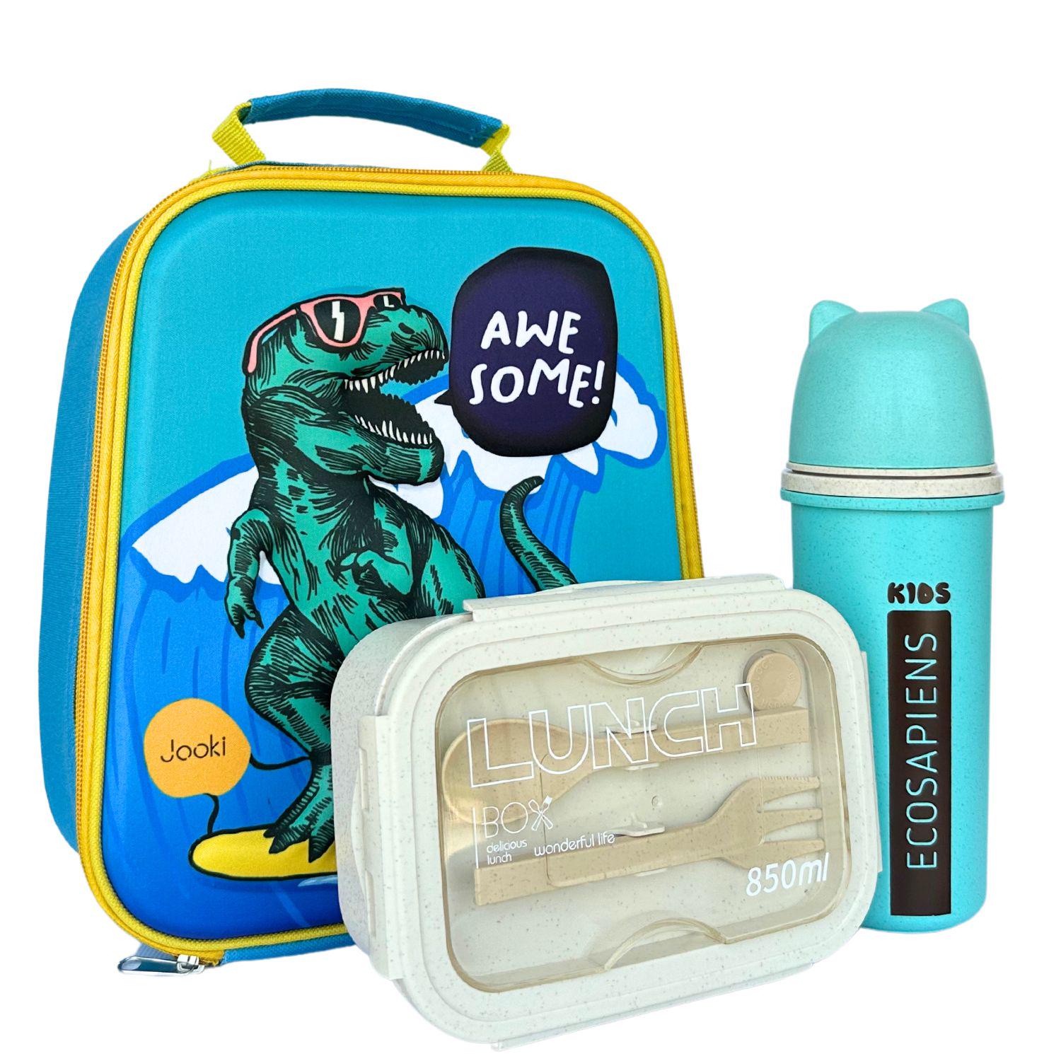 Ланч-набір еко Dinosour 4в1 3D термосумка/термопляшка 500 мл/ланч-бокс 850 мл (2386)