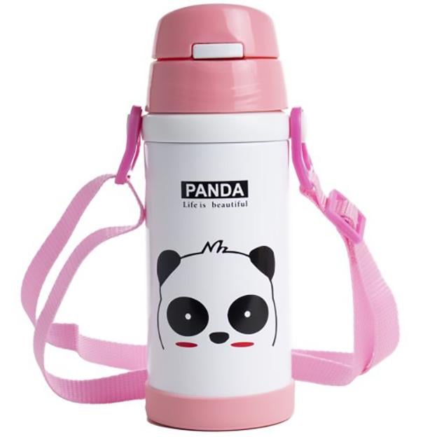 Термос-поилка с ремешком Stenson 500 мл Панда (MMS-MT-2087)