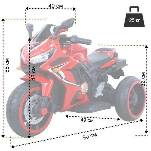 Электромотоцикл детский SPOKO SP-518 со световыми и звуковыми эффектами до 25 кг Красный (21-76-42300173) - фото 4