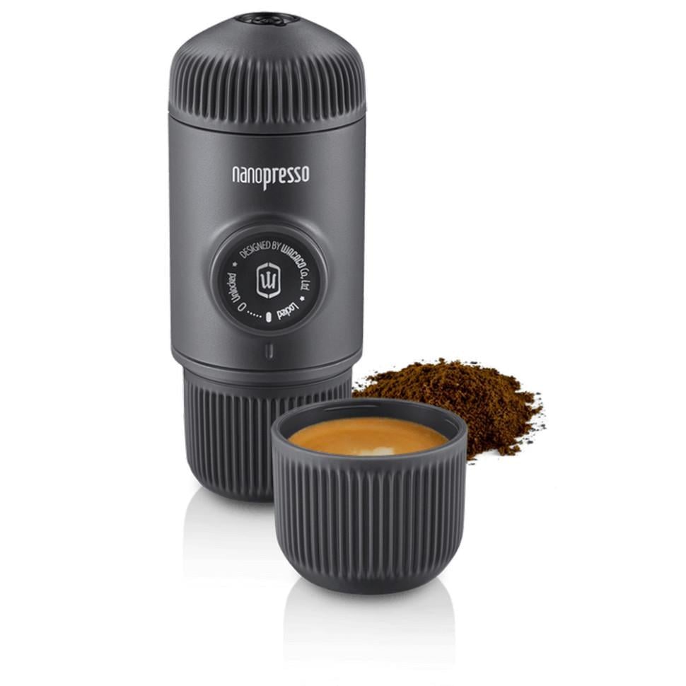 Еспресо-кавоварка Wacaco Nanopresso з чохлом механічна для меленої кави Сірий