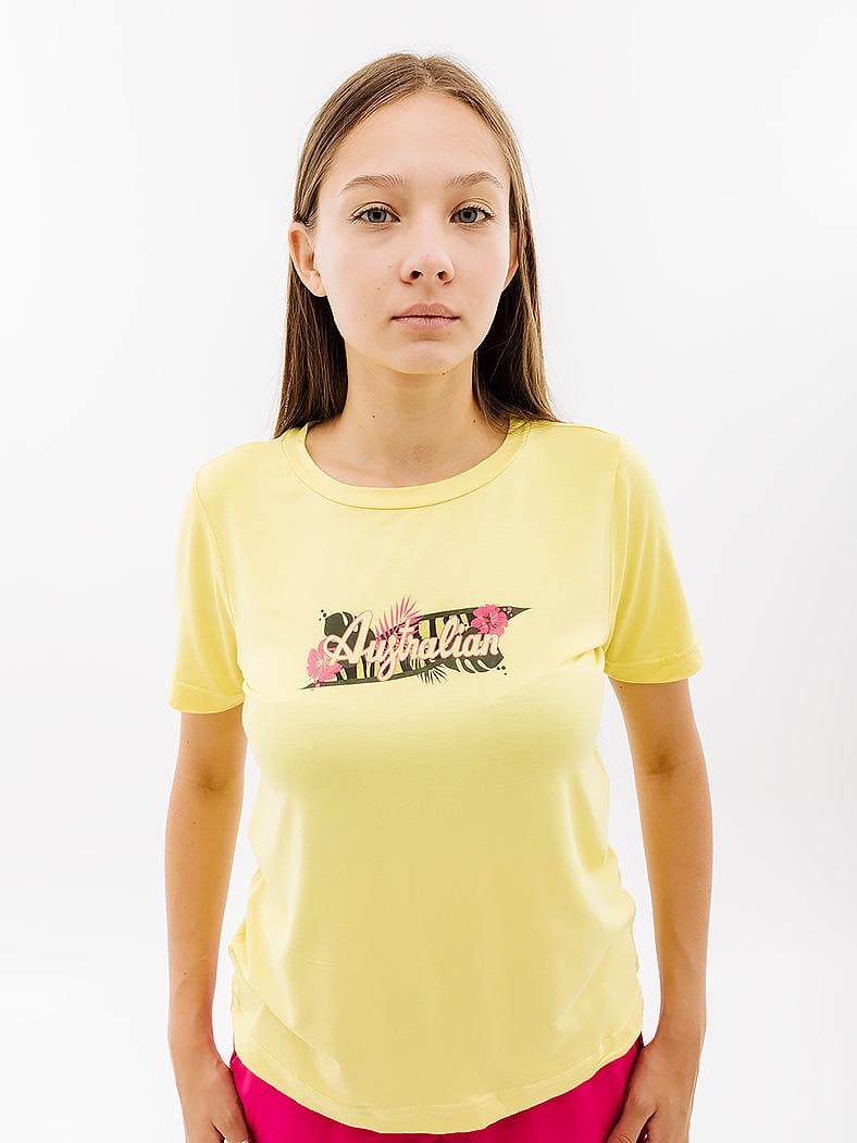 Футболка женская Australian LOGO FLOWERS TEE JERSEY V XL Желтый (7dLSDTS0027-074 XL)