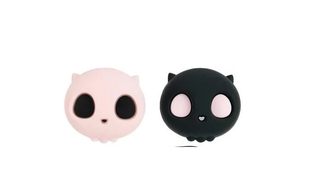 Силиконовые накладки на стык для Nintendo Switch/Lite/OLED 2 шт. Cat skull Black/Pink