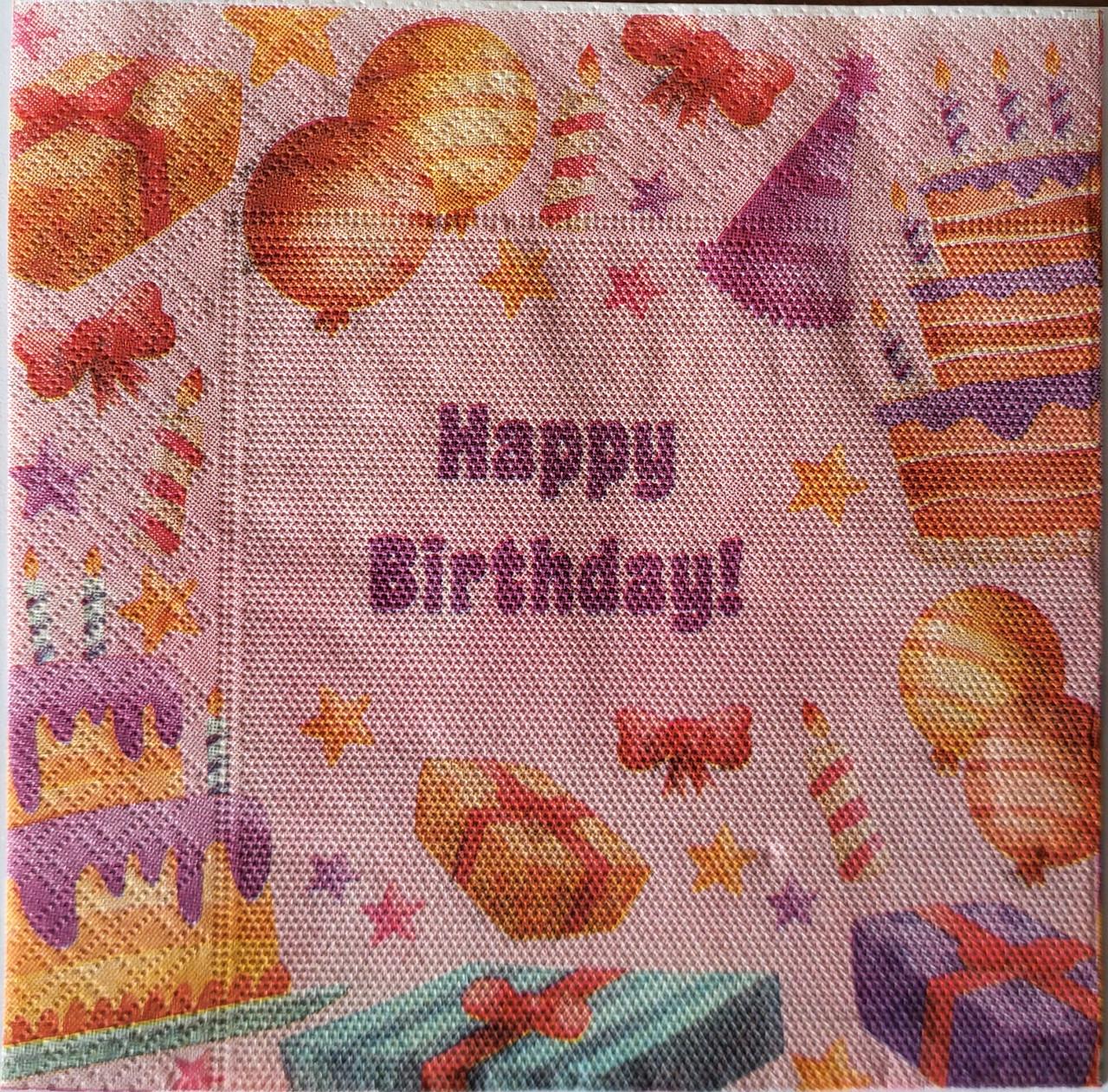 Салфетки столовые бумажные Sharm happy birthday 33х33 см 20 шт. (31514068)